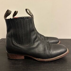Rodeo Durango Black Leather Pull On Square Toe Ankle Boots 70’s Men’s Size 11